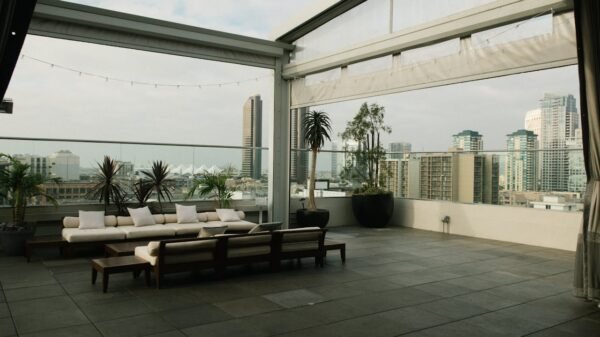 Sofa and Dining Set on a Rooftop